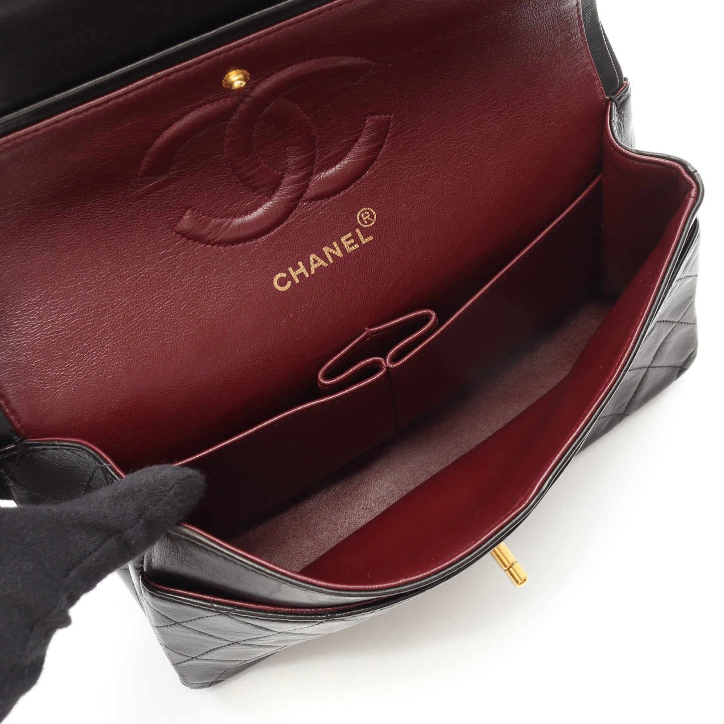 マトラッセ Wフラップ Wチェーンショルダーバッグ ラムスキン ブラック ゴールド金具 シャネル バッグ CHANEL
