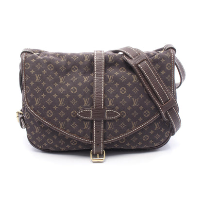 ソミュール モノグラムミニラン エベヌ ショルダーバッグ キャンバス レザー ダークブラウン ルイヴィトン バッグ LOUIS VUITTON