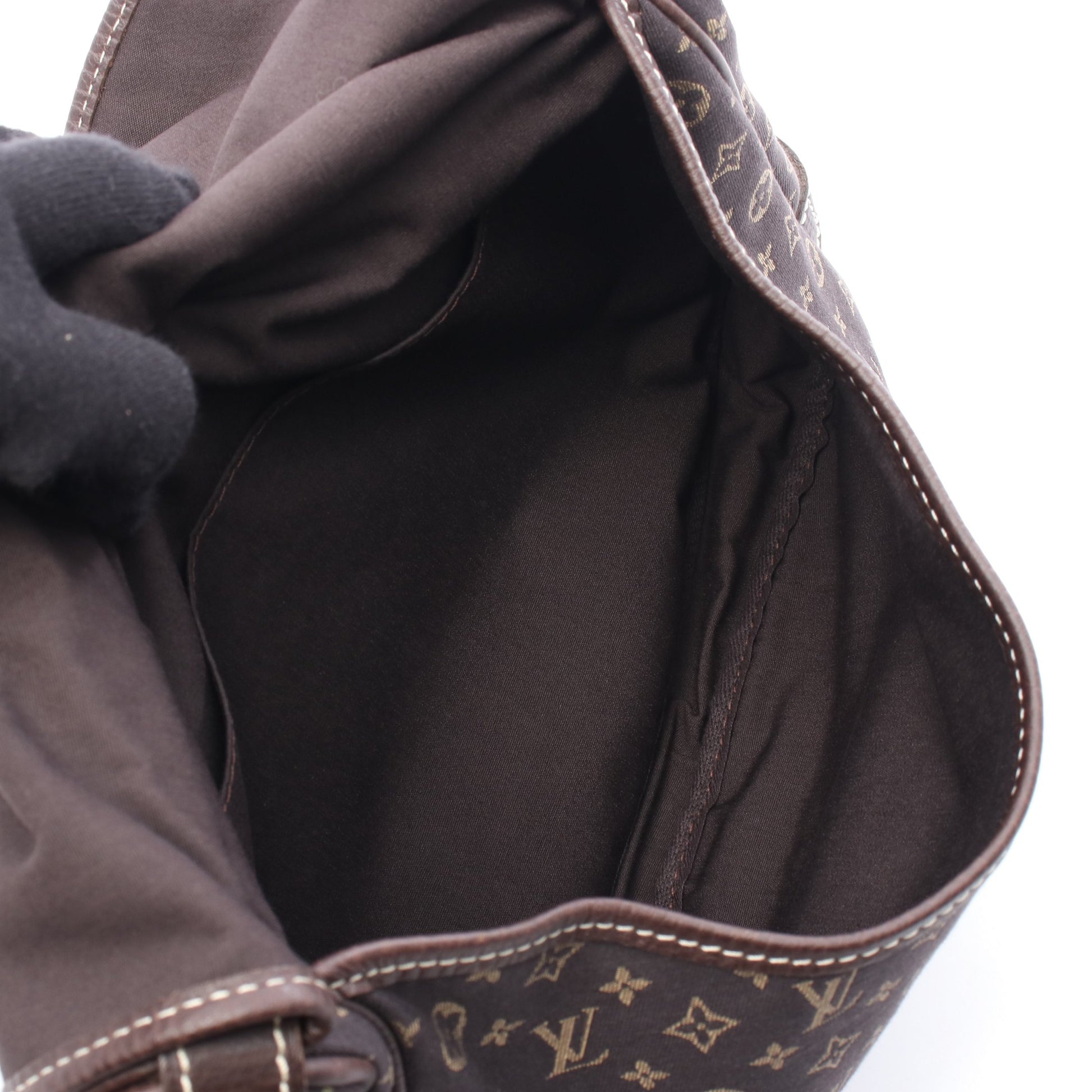 ソミュール モノグラムミニラン エベヌ ショルダーバッグ キャンバス レザー ダークブラウン ルイヴィトン バッグ LOUIS VUITTON