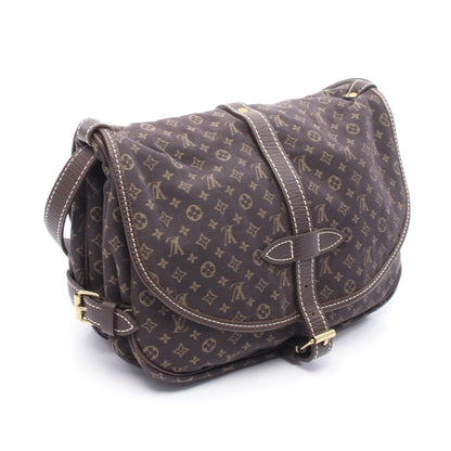ソミュール モノグラムミニラン エベヌ ショルダーバッグ キャンバス レザー ダークブラウン ルイヴィトン バッグ LOUIS VUITTON