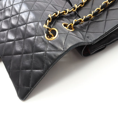 マトラッセ Wフラップ Wチェーンショルダーバッグ ラムスキン ブラック ゴールド金具 ヴィンテージ シャネル バッグ CHANEL