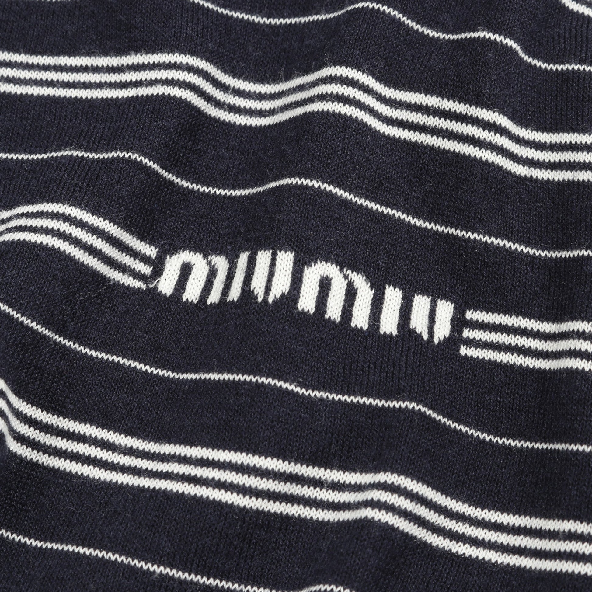 ポロシャツ 長袖 ボーダー コットン ナイロン ネイビー ホワイト ミュウミュウ トップス miu miu