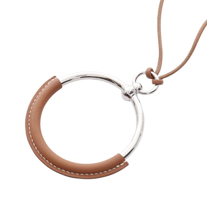 ループグラン フォーブ ネックレス レザー ブラウン シルバー エルメス アクセサリー HERMES
