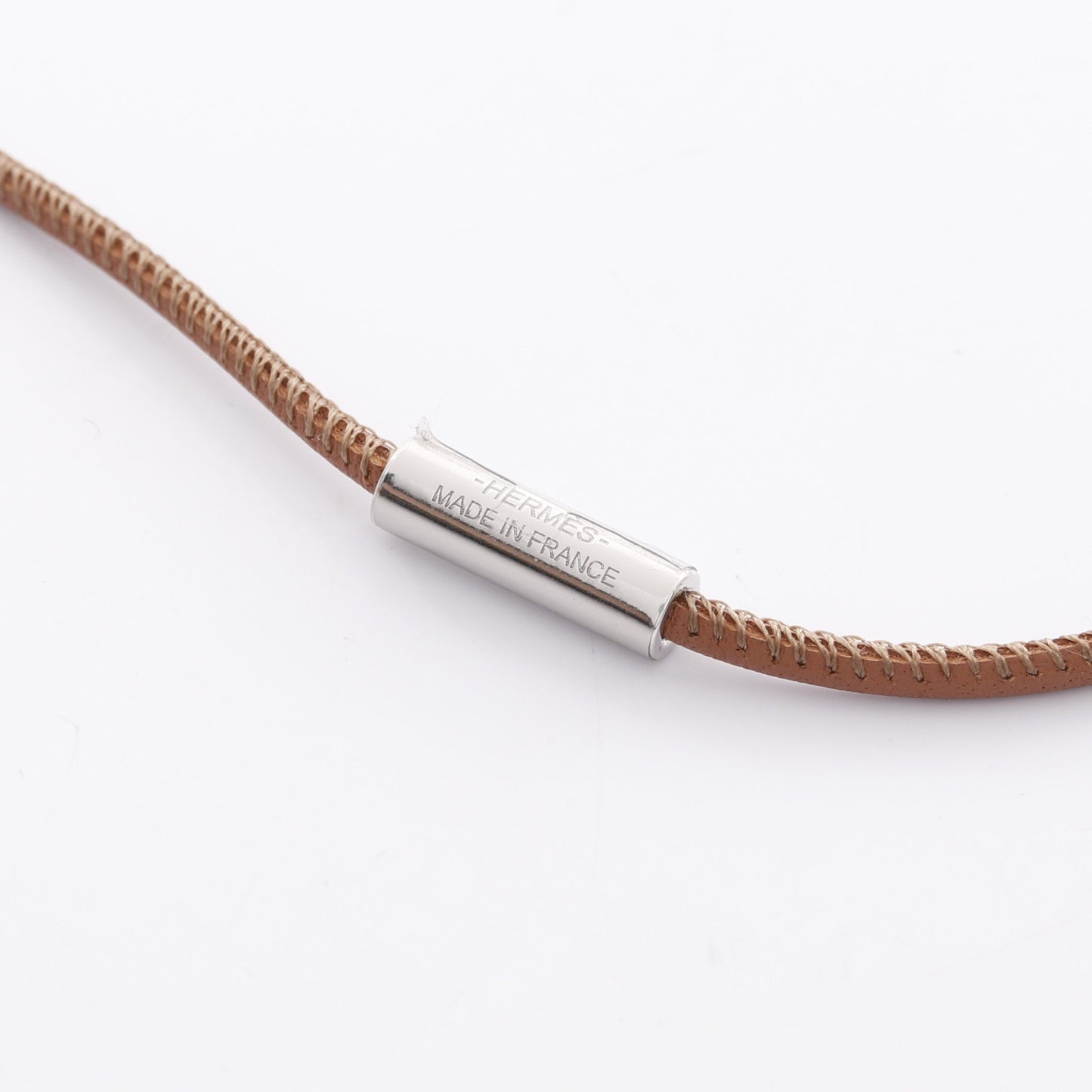 ループグラン フォーブ ネックレス レザー ブラウン シルバー エルメス アクセサリー HERMES