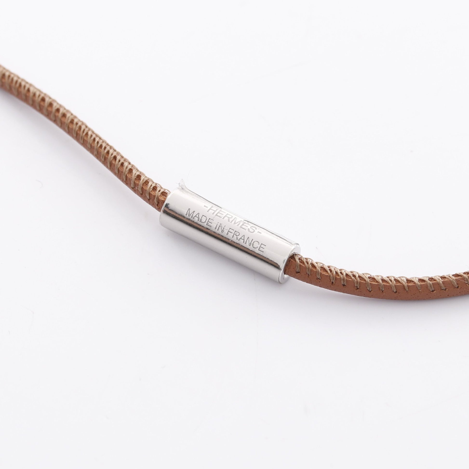 ループグラン フォーブ ネックレス レザー ブラウン シルバー エルメス アクセサリー HERMES