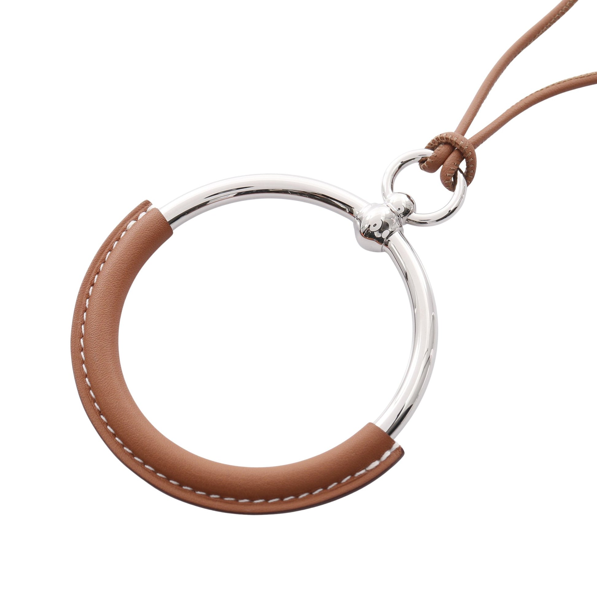ループグラン フォーブ ネックレス レザー ブラウン シルバー エルメス アクセサリー HERMES