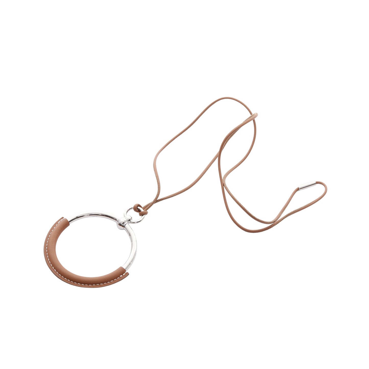 ループグラン フォーブ ネックレス レザー ブラウン シルバー エルメス アクセサリー HERMES