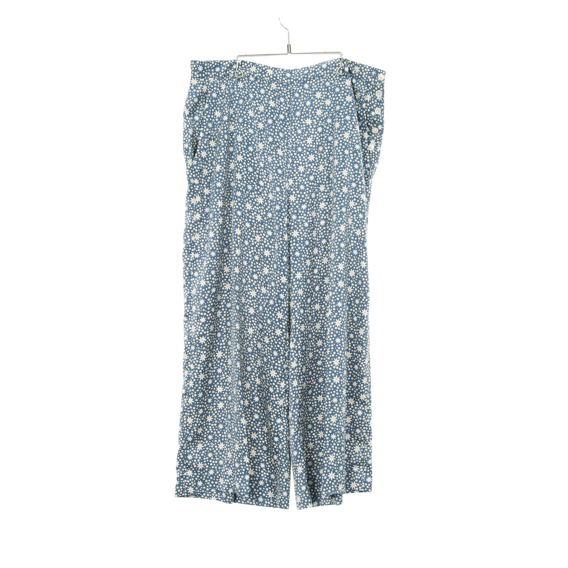 Starburst Motif Satin Wide Leg Pant ワイドパンツ 総柄 ブルー  