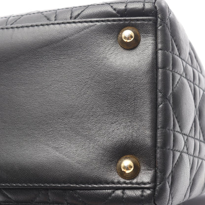 レディディオール ラージ ハンドバッグ レザー ブラック 2WAY クリスチャンディオール バッグ Christian Dior