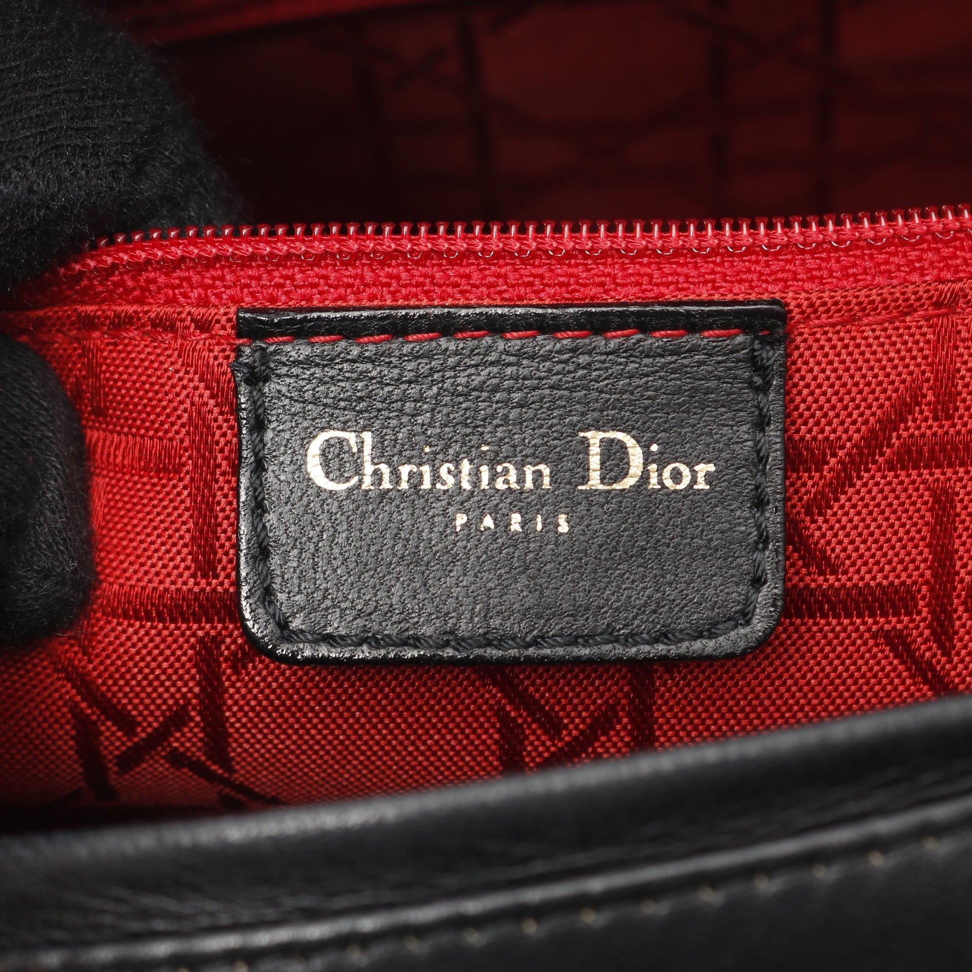 レディディオール ラージ ハンドバッグ レザー ブラック 2WAY クリスチャンディオール バッグ Christian Dior