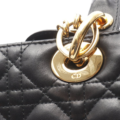 レディディオール ラージ ハンドバッグ レザー ブラック 2WAY クリスチャンディオール バッグ Christian Dior