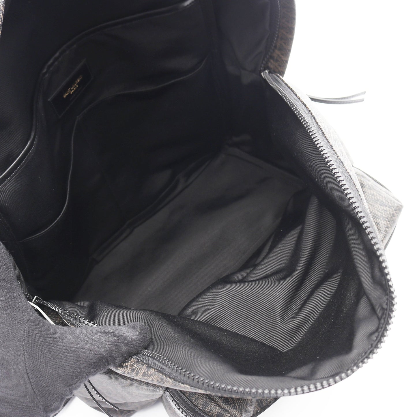 シティ バックパック リュックサック 総柄 PVC レザー ダークブラウン ブラック サンローランパリ バッグ SAINT LAURENT PARIS