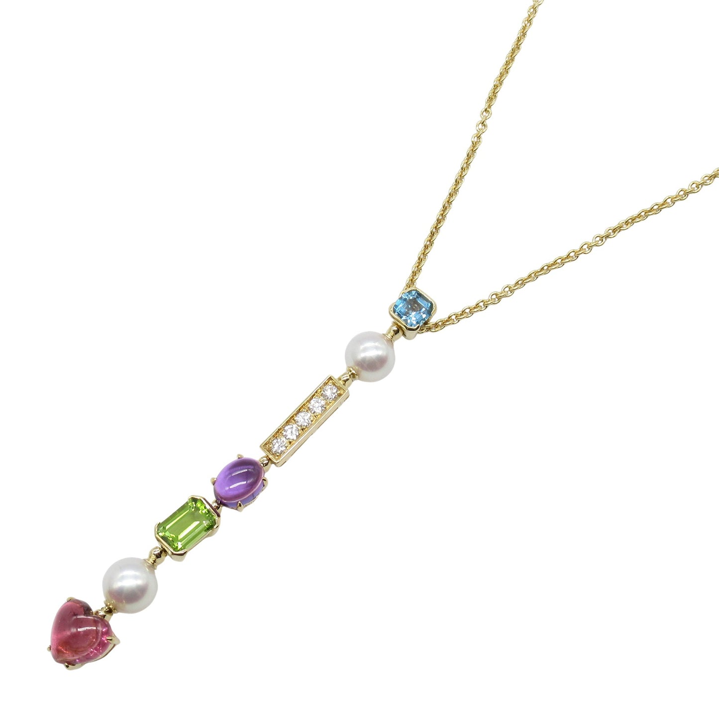 アレグラ マルチカラー ネックレス ネックレス K18（イエローゴールド） ダイヤモンド ブルートパーズ/アメシスト/ペリドット/ガーネット/パール マルチカラー ブルガリ アクセサリー BVLGARI