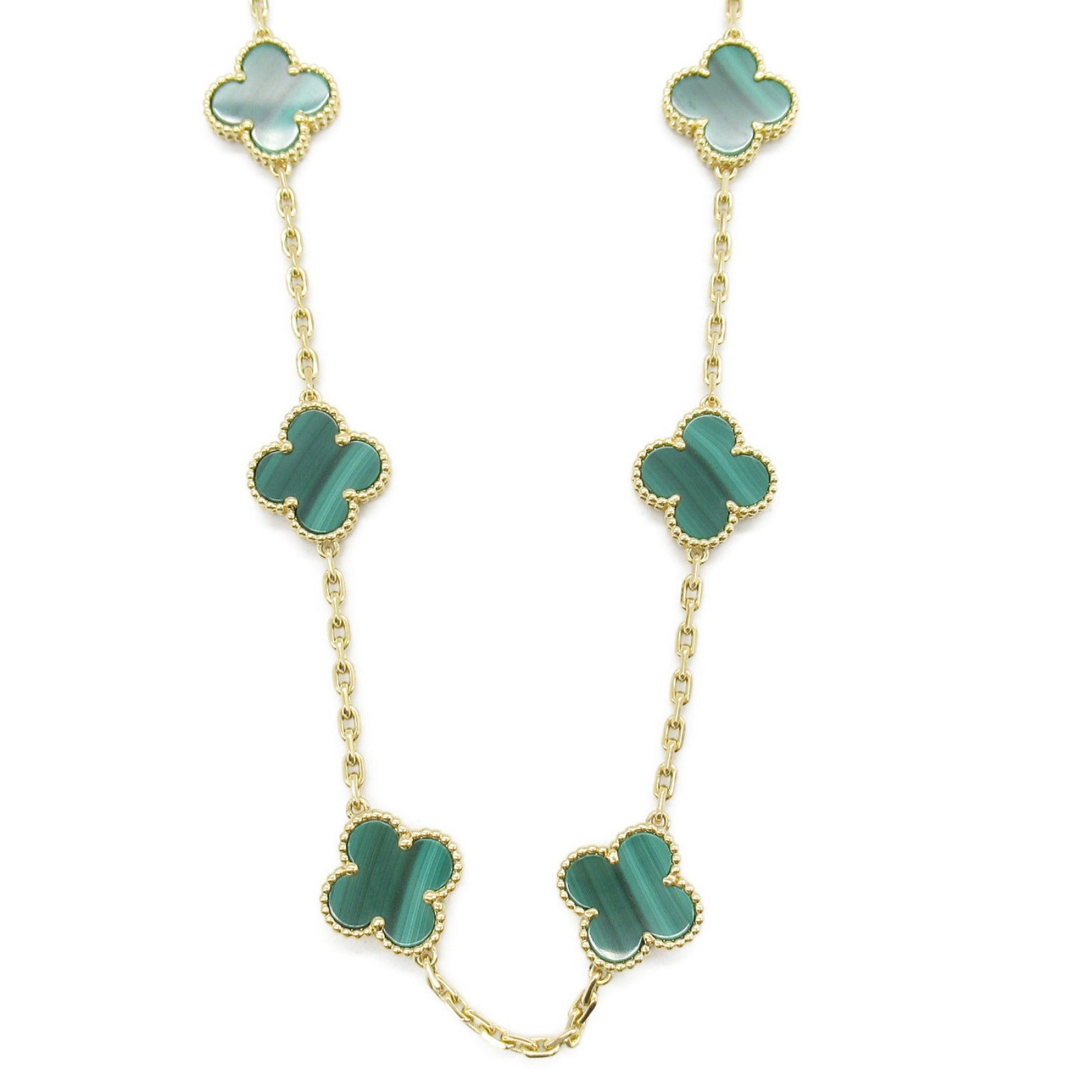 ヴィンテージアルハンブラ ネックレス10モチーフ マラカイト