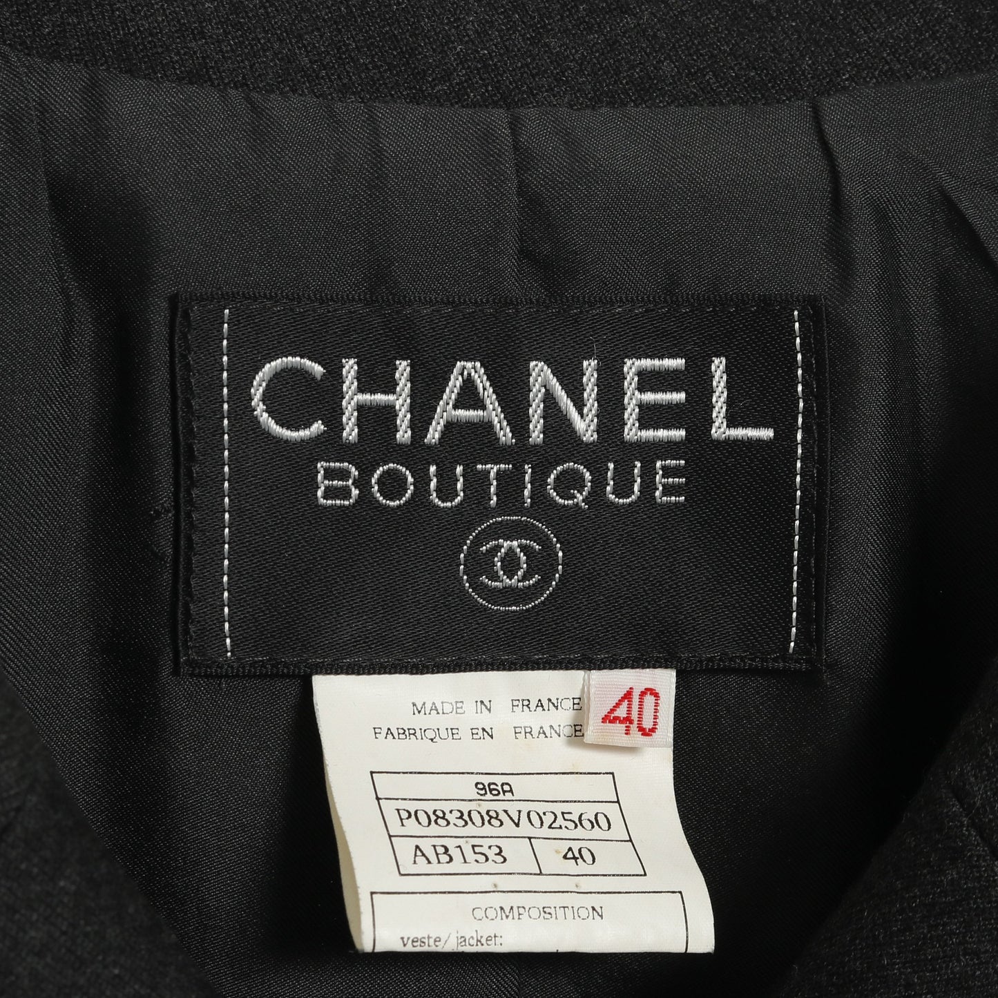 ココマークボタン テーラードジャケット ウール グレー ダブルブレスト 96A シャネル アウター CHANEL