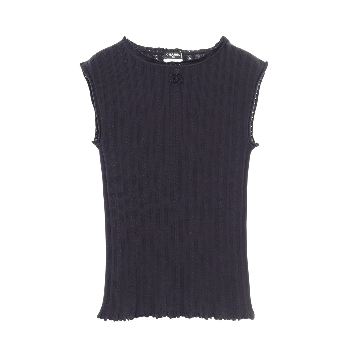 ココマーク ニット ノースリーブ コットン ネイビー シャネル トップス CHANEL
