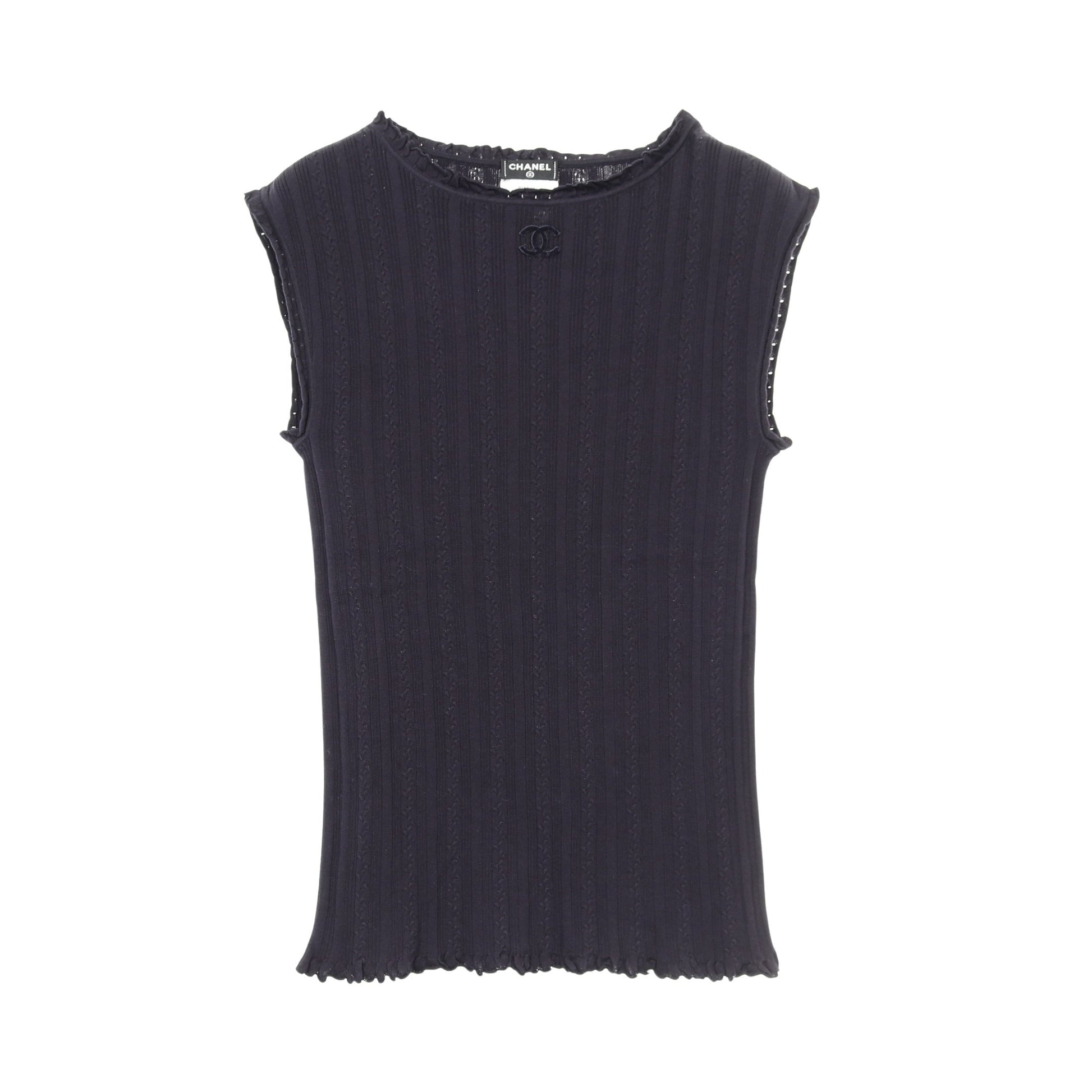 ココマーク ニット ノースリーブ コットン ネイビー シャネル トップス CHANEL