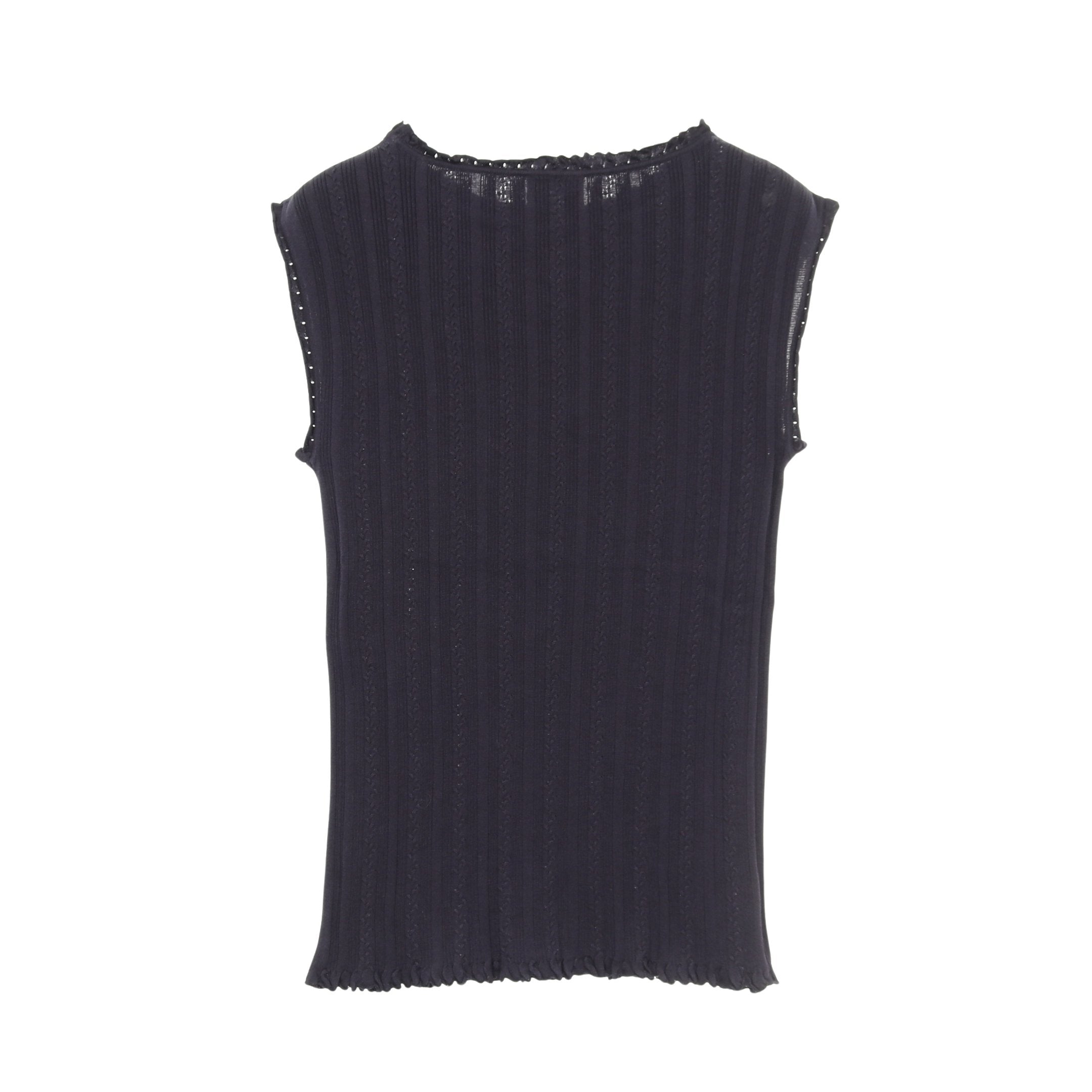 レディース CHANEL ノースリーブ ニット ブラック ロゴジップ