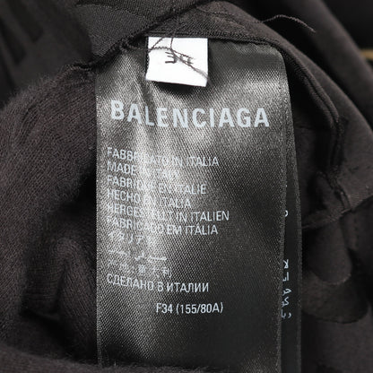 ロゴ総柄 カットオフ ブラウス レーヨン ブラック バレンシアガ トップス BALENCIAGA