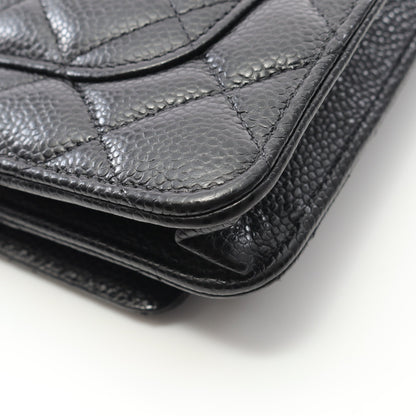 マトラッセ チェーンウォレット キャビアスキン ブラック シルバー金具 シャネル バッグ CHANEL