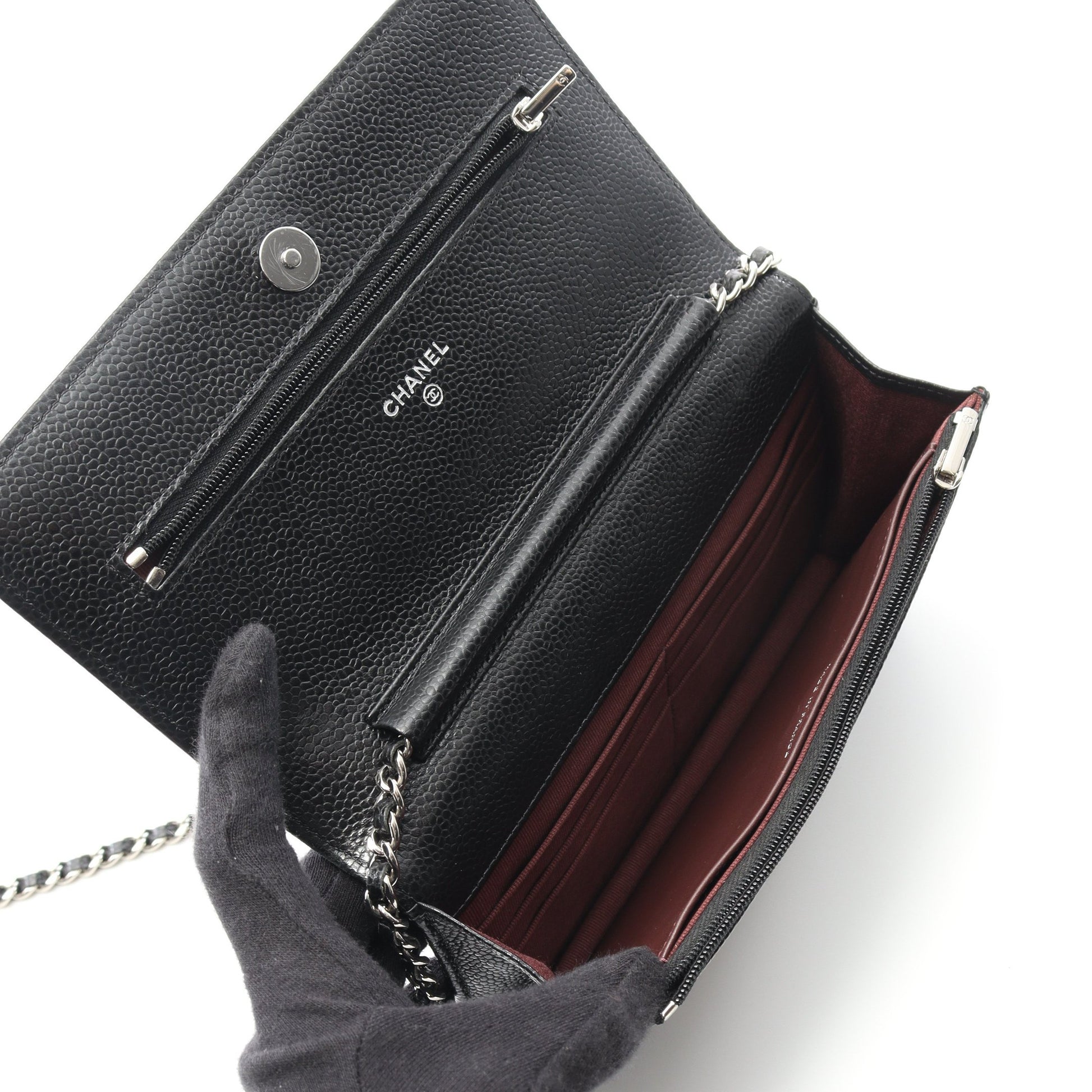 マトラッセ チェーンウォレット キャビアスキン ブラック シルバー金具 シャネル バッグ CHANEL