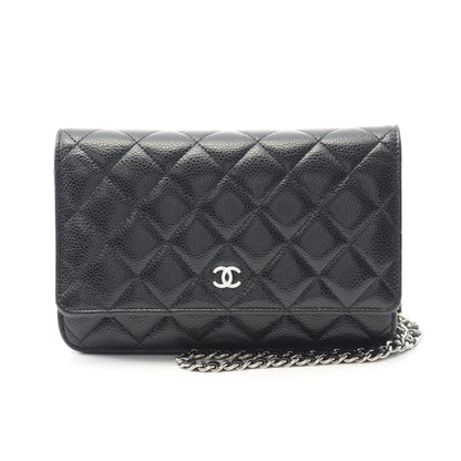 マトラッセ チェーンウォレット キャビアスキン ブラック シルバー金具 シャネル バッグ CHANEL