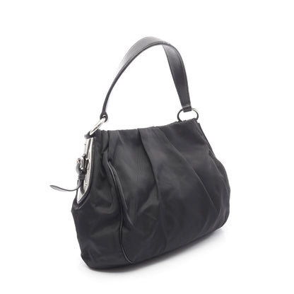 ショルダーバッグ ギャザー ナイロン レザー ブラック プラダ バッグ PRADA