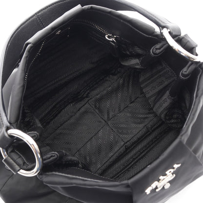 ショルダーバッグ ギャザー ナイロン レザー ブラック プラダ バッグ PRADA