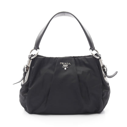 ショルダーバッグ ギャザー ナイロン レザー ブラック プラダ バッグ PRADA