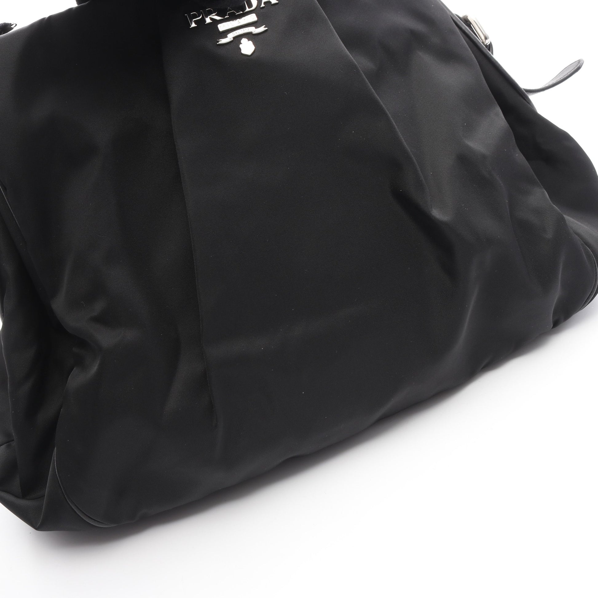 ショルダーバッグ ギャザー ナイロン レザー ブラック プラダ バッグ PRADA