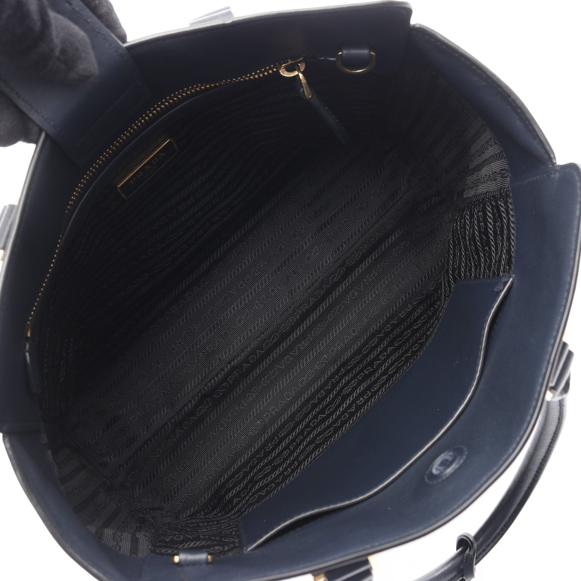ハンドバッグ サフィアーノレザー ダークネイビー 2WAY プラダ バッグ PRADA