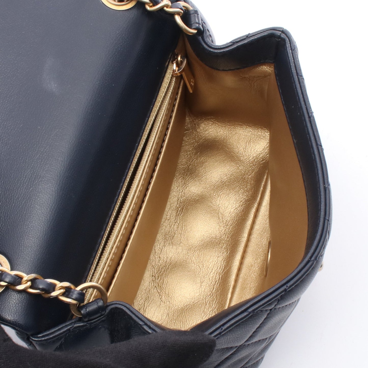 チェーンショルダーバッグ ラムスキン ネイビー ゴールド金具 シャネル バッグ CHANEL