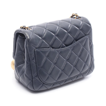 チェーンショルダーバッグ ラムスキン ネイビー ゴールド金具 シャネル バッグ CHANEL
