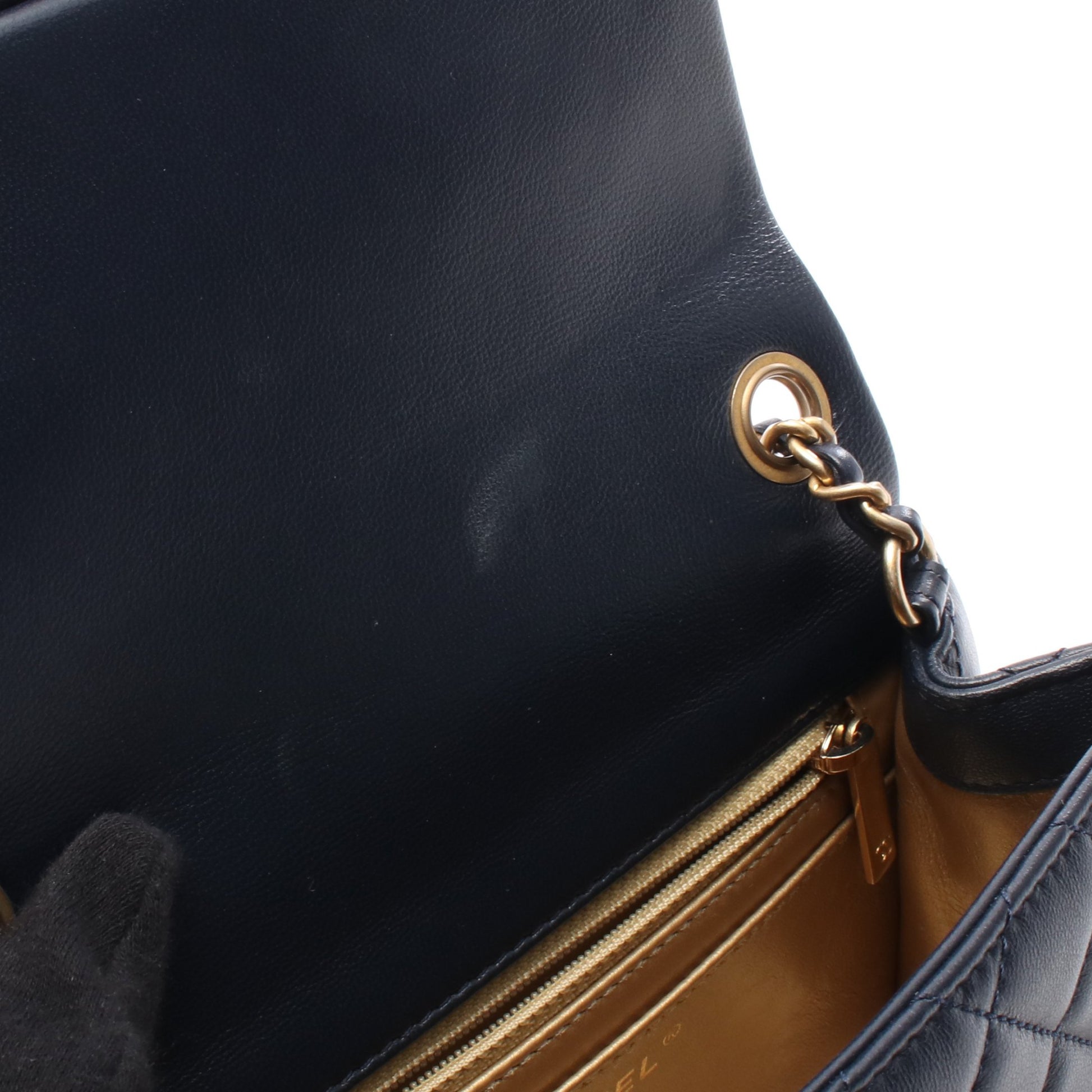 チェーンショルダーバッグ ラムスキン ネイビー ゴールド金具 シャネル バッグ CHANEL