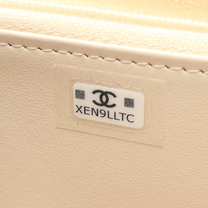 マトラッセ トップハンドル チェーンショルダーバッグ キャビアスキン アイボリー ゴールド金具 シャネル バッグ CHANEL