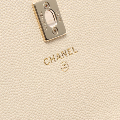 マトラッセ トップハンドル チェーンショルダーバッグ キャビアスキン アイボリー ゴールド金具 シャネル バッグ CHANEL