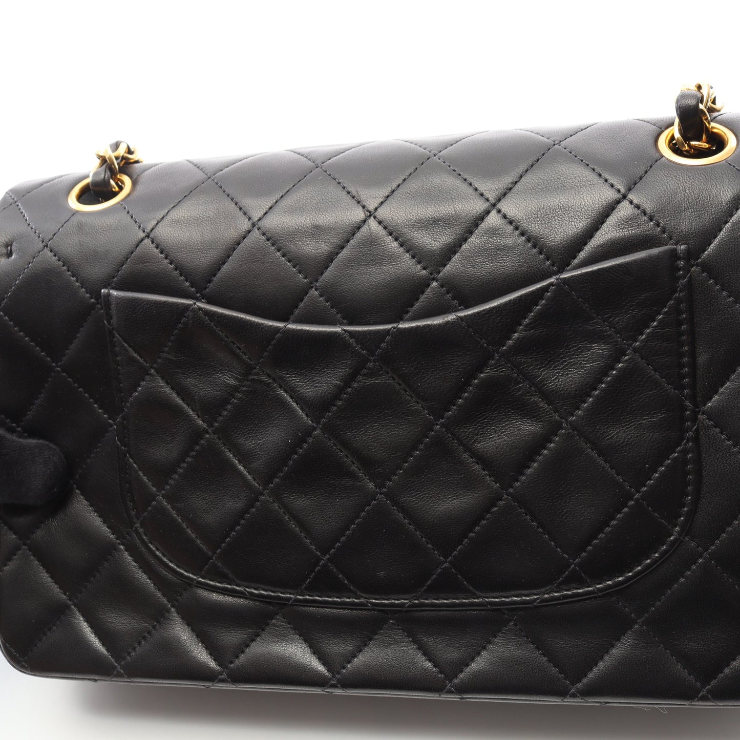 マトラッセ Wフラップ Wチェーンショルダーバッグ ラムスキン ブラック ゴールド金具 シャネル バッグ CHANEL