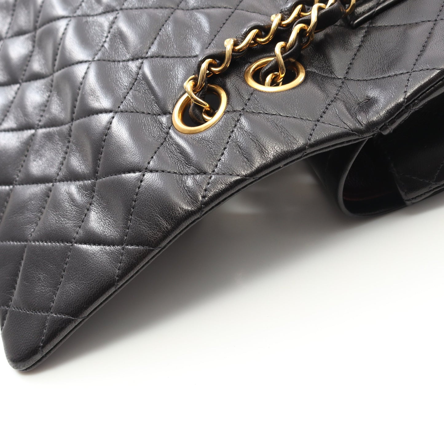 マトラッセ Wフラップ Wチェーンショルダーバッグ ラムスキン ブラック ゴールド金具 シャネル バッグ CHANEL