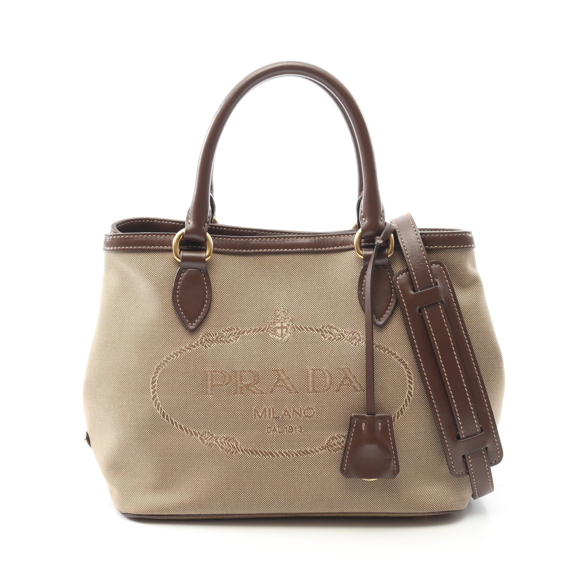 LOGO JACQUARD ロゴジャガード ハンドバッグ キャンバス レザー  