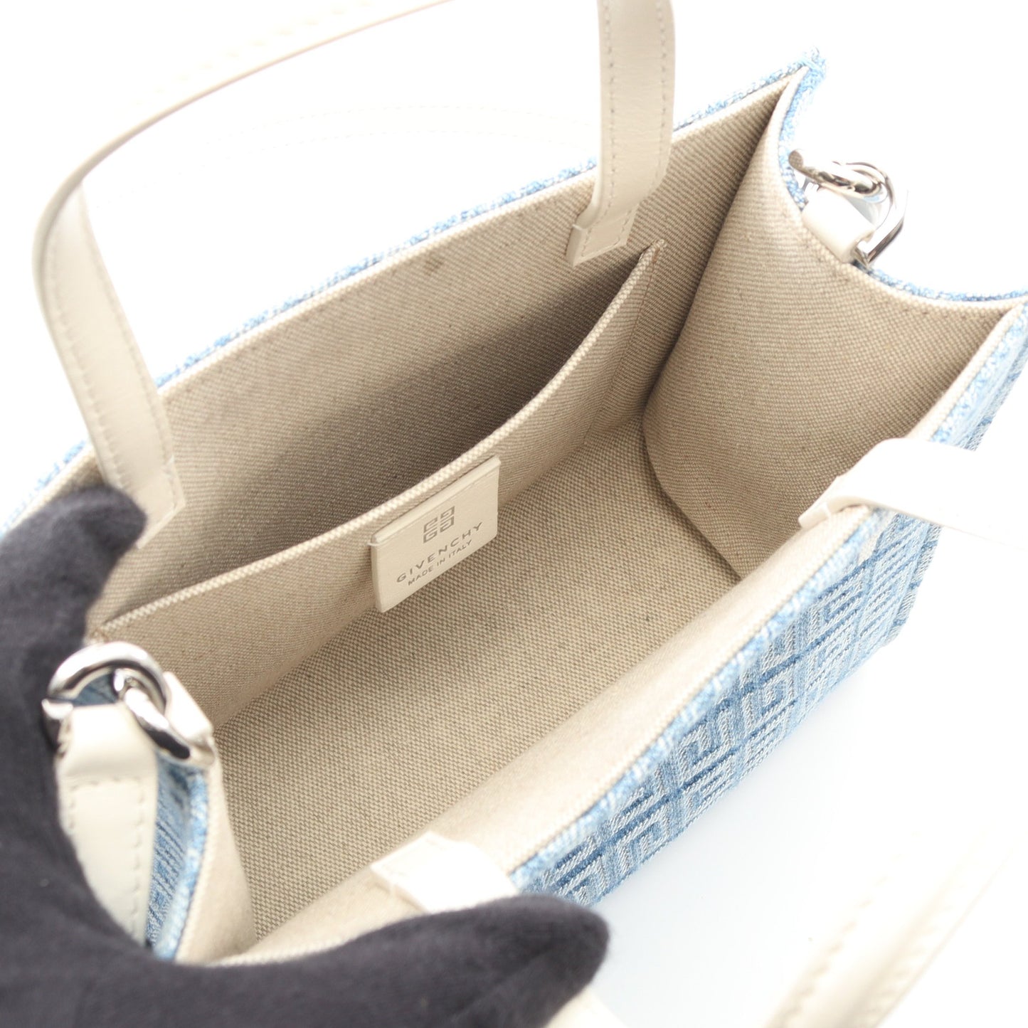 G-TOTE MINI TOTE BAG ハンドバッグ トートバッグ デニム レザー ブルー ホワイト 2WAY ジバンシィ バッグ GIVENCHY
