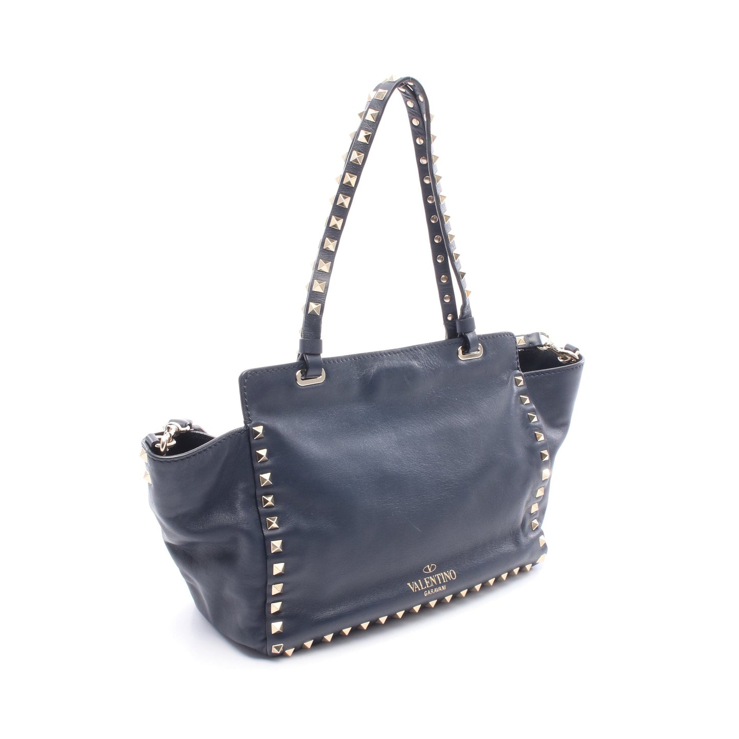 ロックスタッズ ハンドバッグ トートバッグ レザー ネイビー 2WAY ヴァレンティノ バッグ VALENTINO