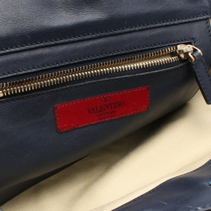 ロックスタッズ ハンドバッグ トートバッグ レザー ネイビー 2WAY ヴァレンティノ バッグ VALENTINO