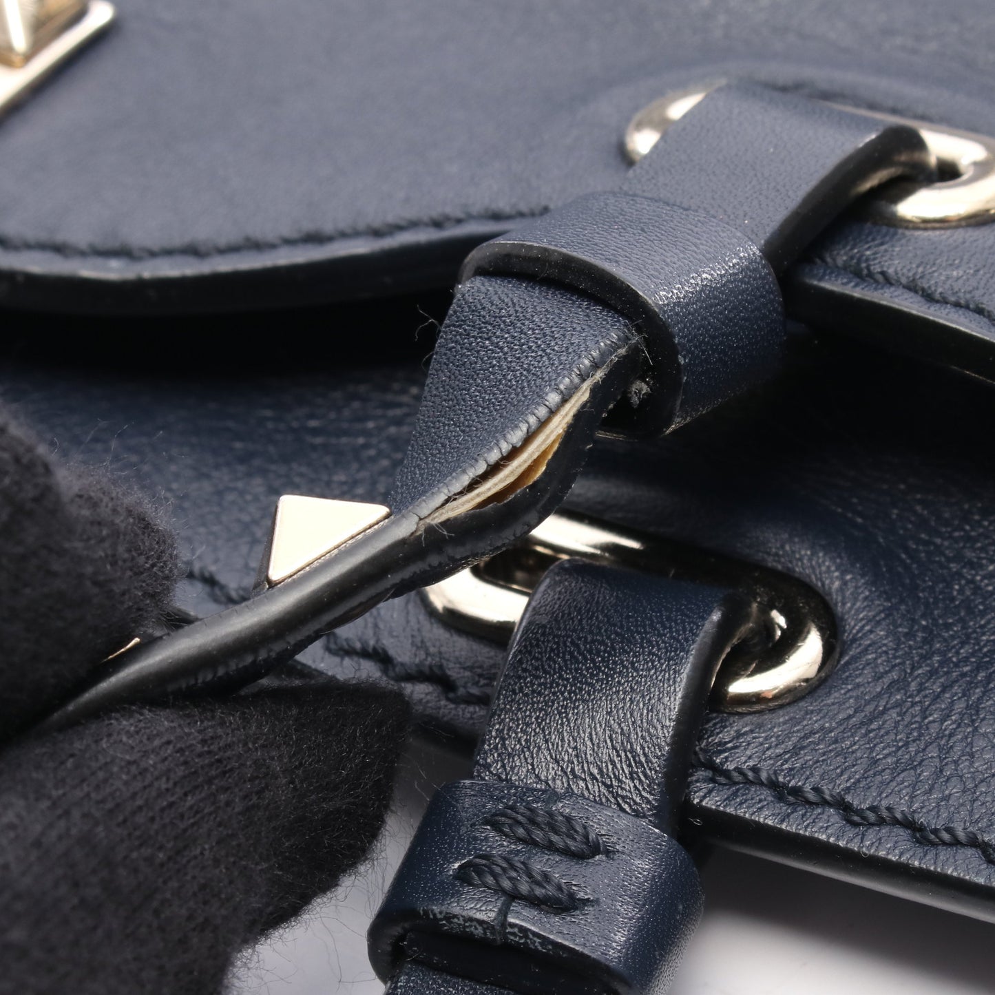 ロックスタッズ ハンドバッグ トートバッグ レザー ネイビー 2WAY ヴァレンティノ バッグ VALENTINO