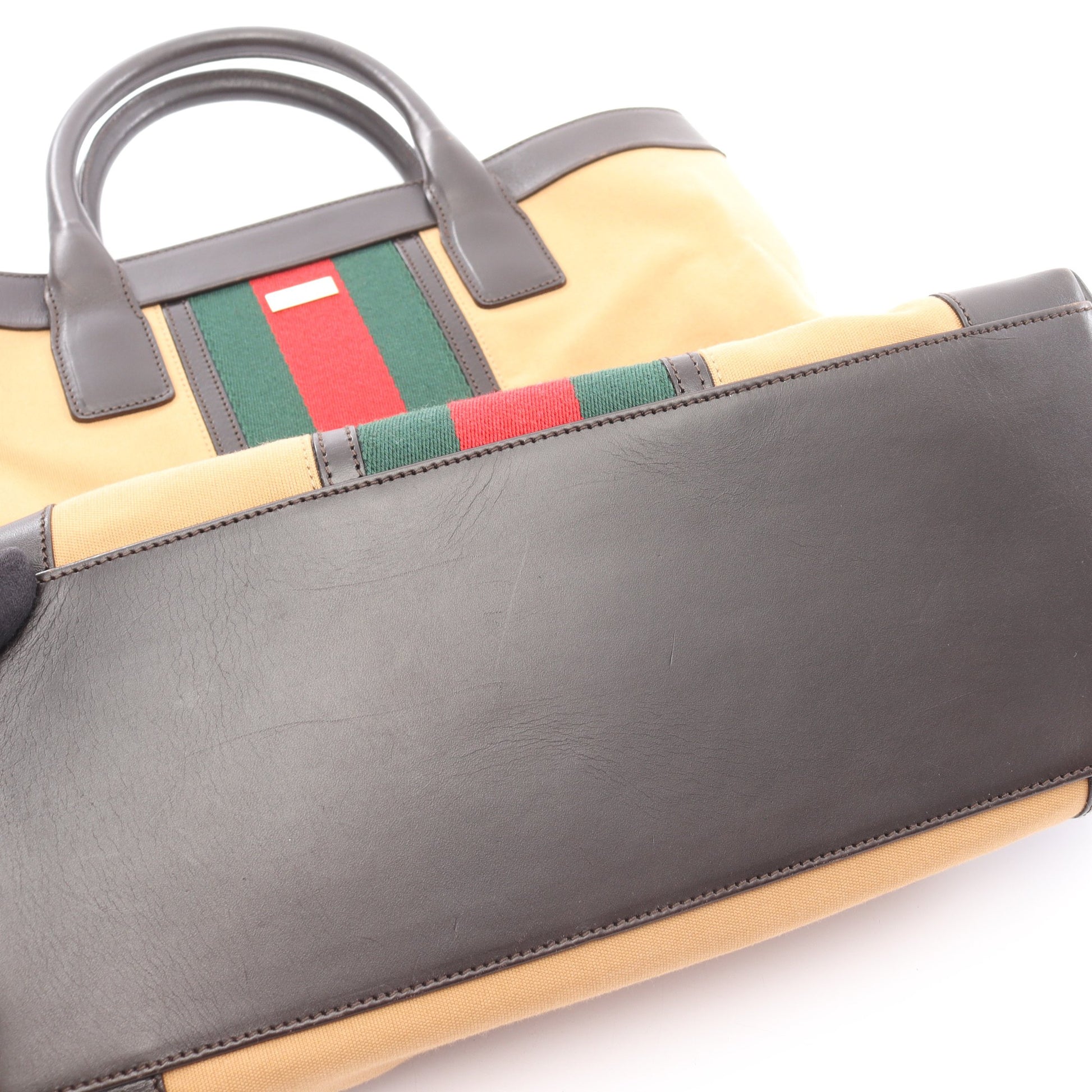 シェリーライン ハンドバッグ トートバッグ キャンバス レザー ベージュ マルチカラー グッチ バッグ GUCCI