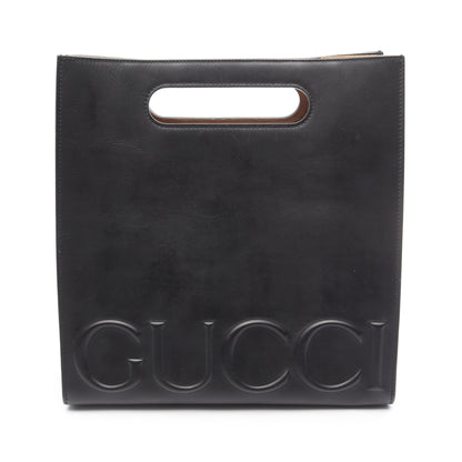 ハンドバッグ エンボスロゴ レザー ブラック グッチ バッグ GUCCI