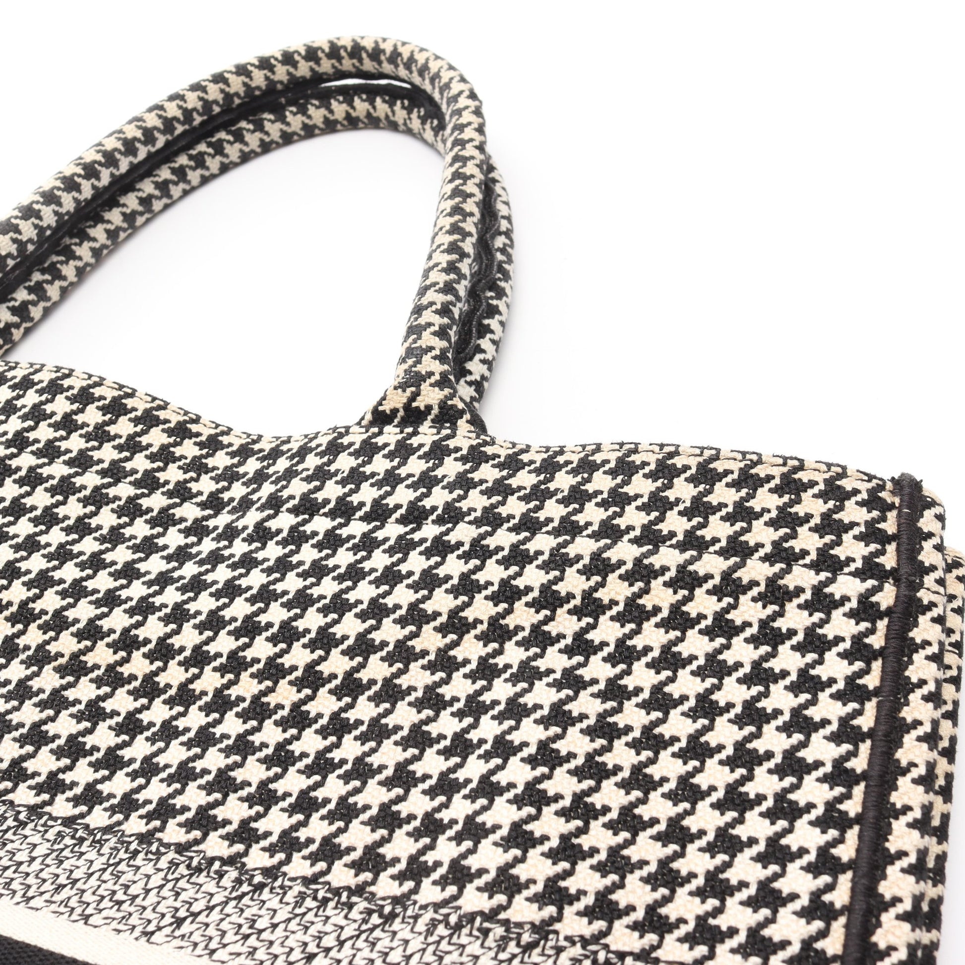 BOOK TOTE ブックトート ラージ ハンドバッグ トートバッグ 千鳥格子 キャンバス ブラック ホワイト クリスチャンディオール バッグ Christian Dior