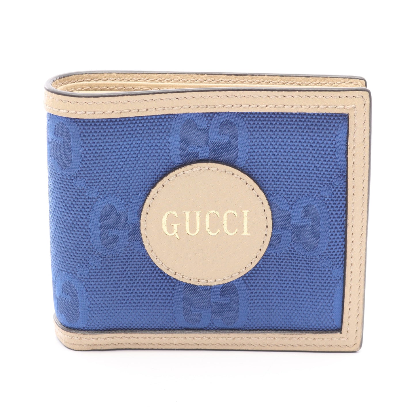 オフザグリッド GG柄 二つ折り財布 キャンバス レザー ブルー ライトベージュ グッチ 財布・小物 GUCCI