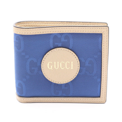 オフザグリッド GG柄 二つ折り財布 キャンバス レザー ブルー ライトベージュ グッチ 財布・小物 GUCCI