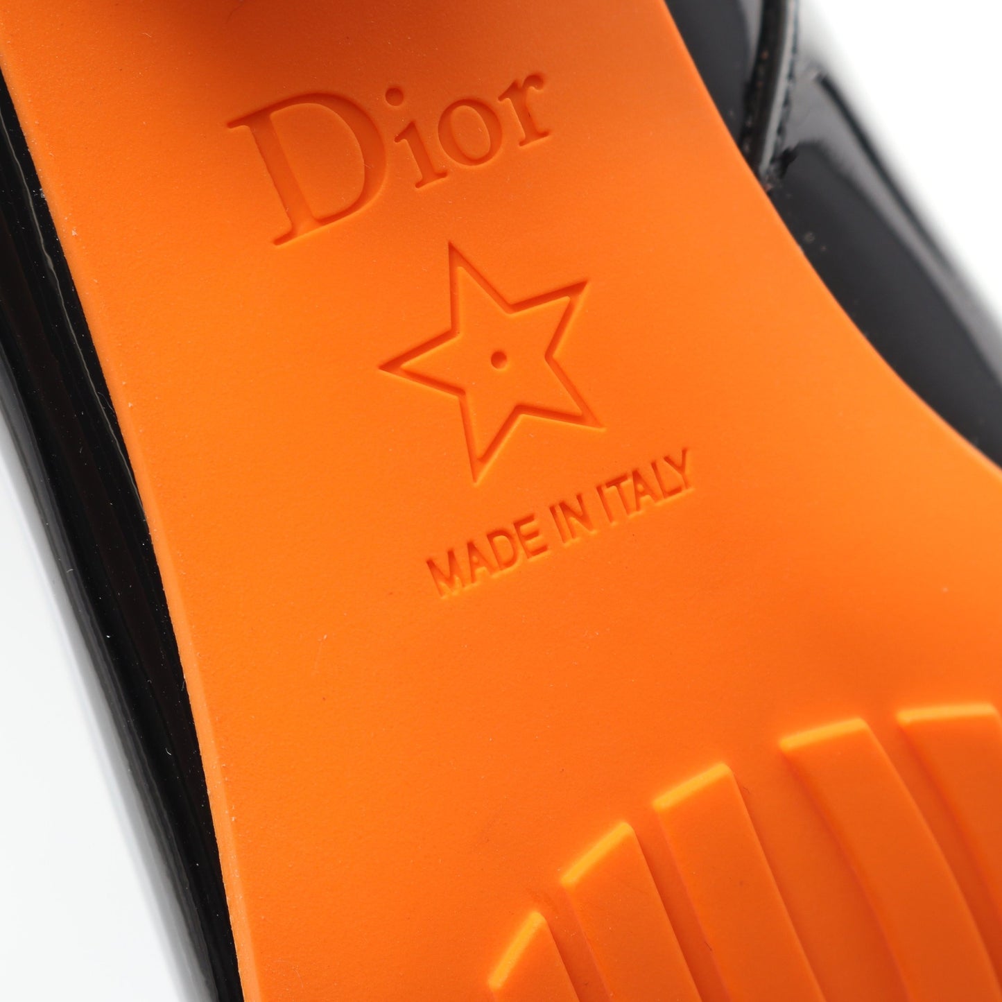 CD ブーツ エナメルレザー ブラック オレンジレッド クリスチャンディオール シューズ Christian Dior