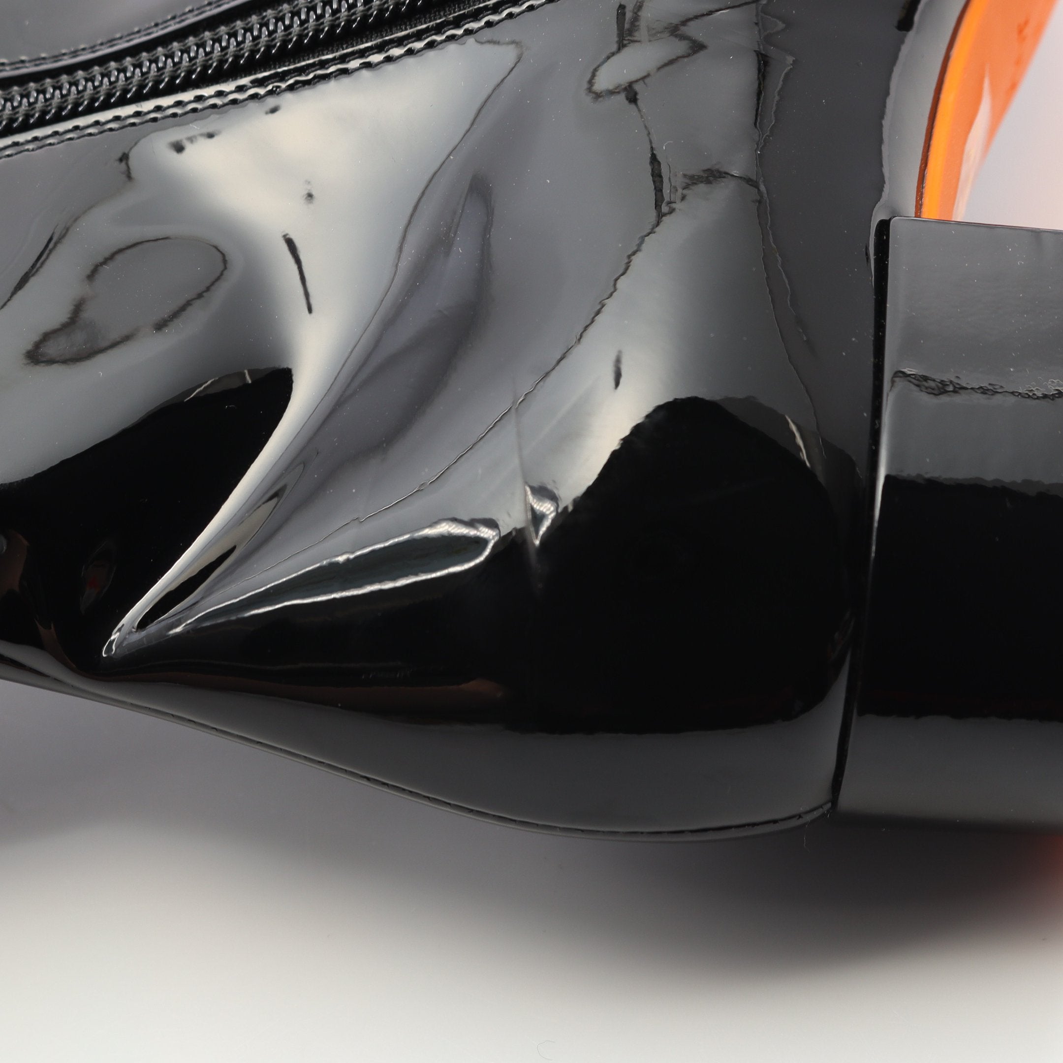 CD ブーツ エナメルレザー ブラック オレンジレッド クリスチャン